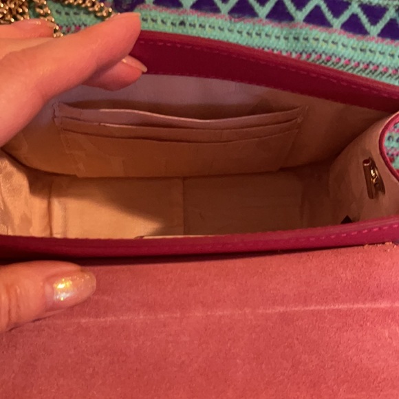 FURLA Mini Julia Pink long gold chain crossbody NWOT never Carried 💖 - Picture 7 of 9